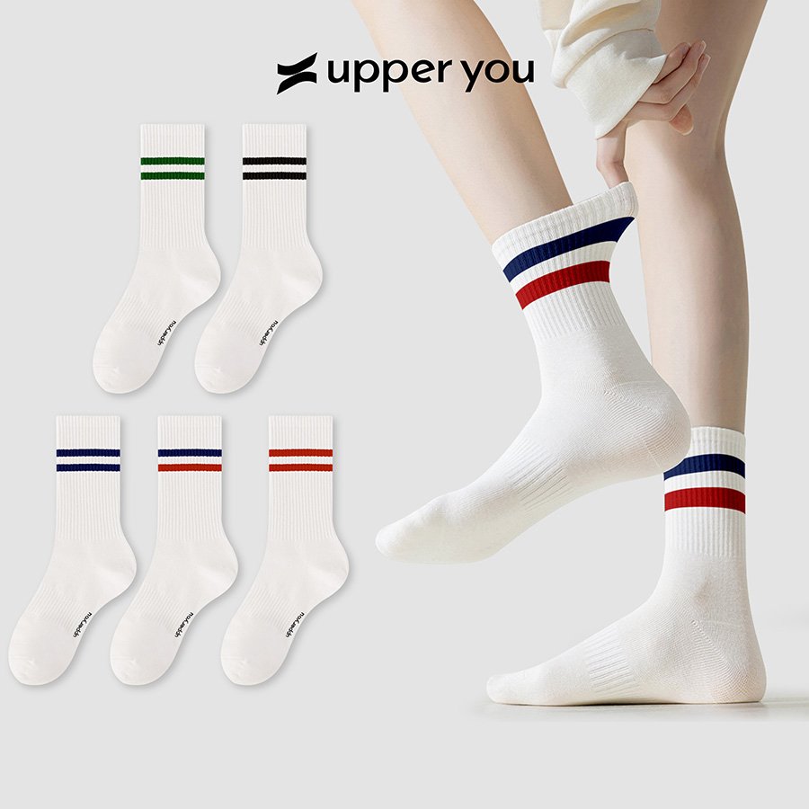 Tất 2 Sọc Cổ Cao Cotton