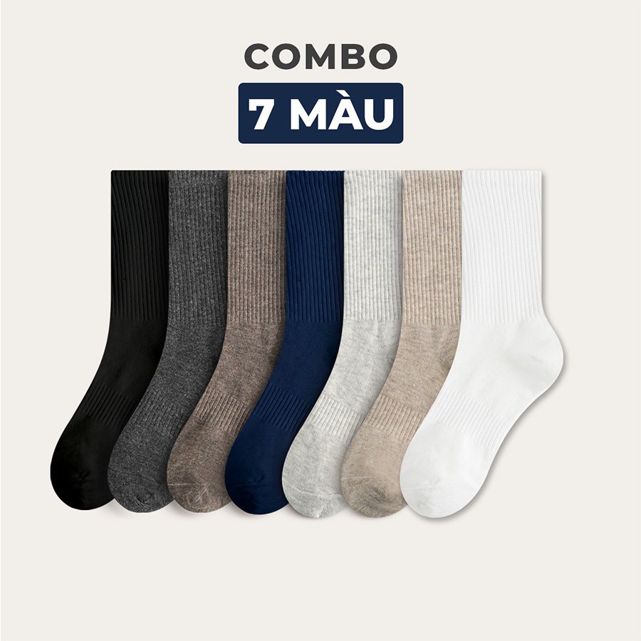 COMBO 7 Tất Cổ Cao Nhiều Màu – Combo 7 Màu Nam Cổ Cao