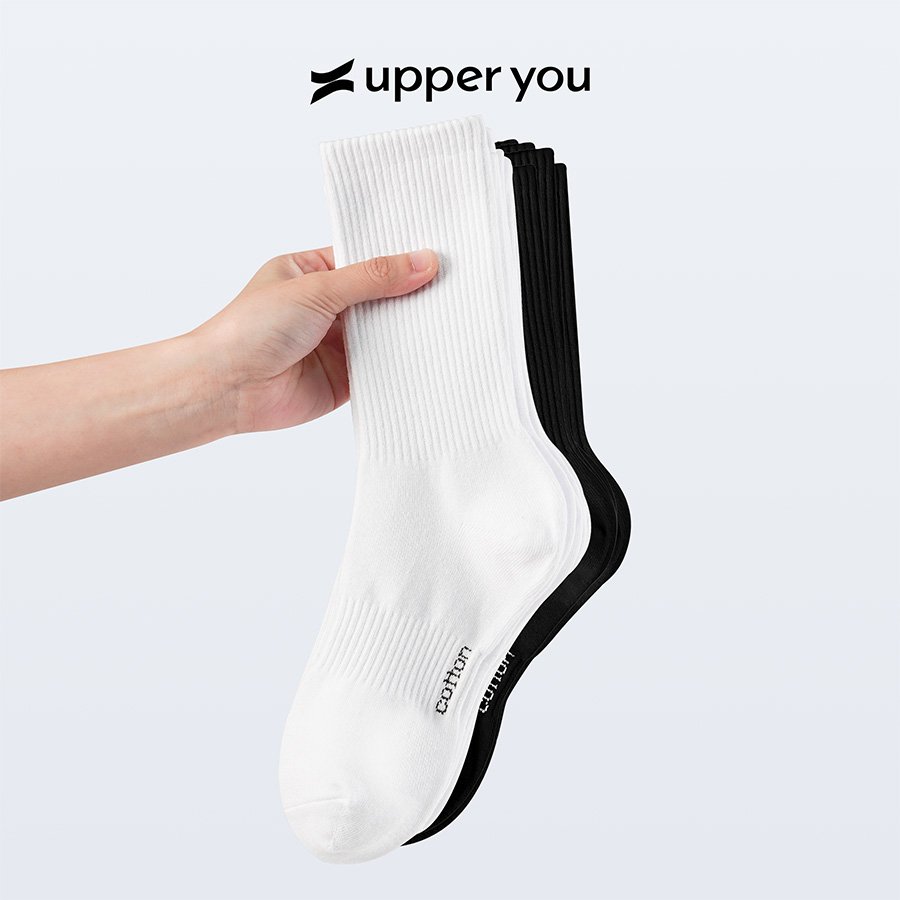 Combo 5 Tất Cotton Đen Trắng
