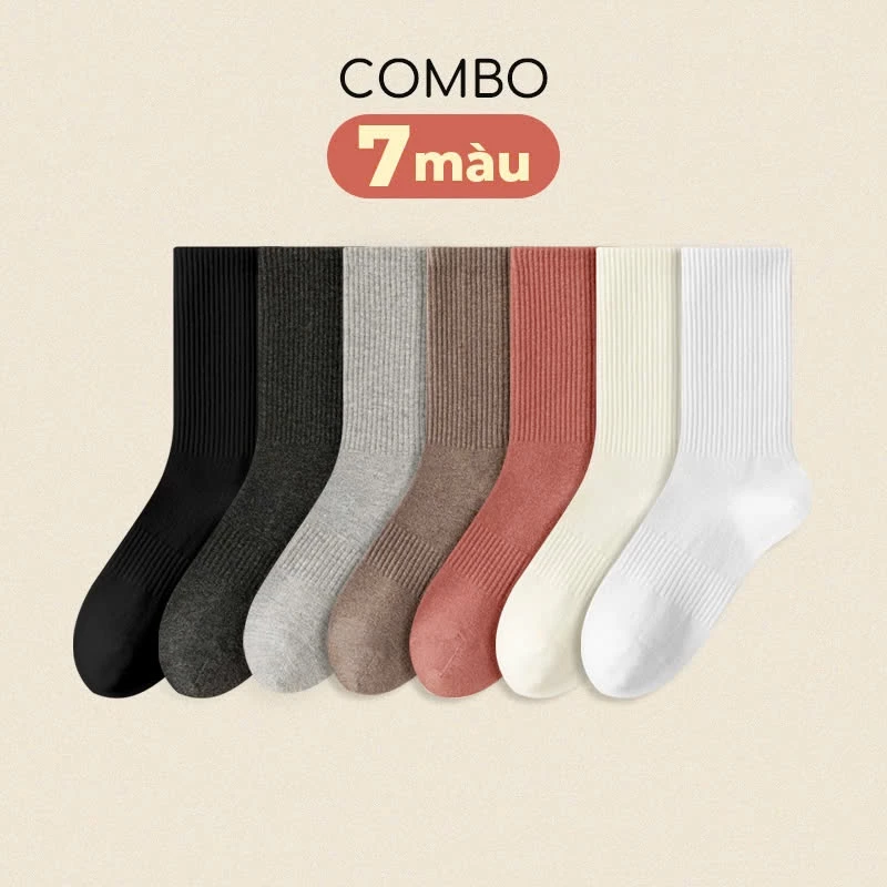 COMBO 7 Tất Cổ Cao Nhiều Màu – Combo 7 Màu Nữ Cổ Cao